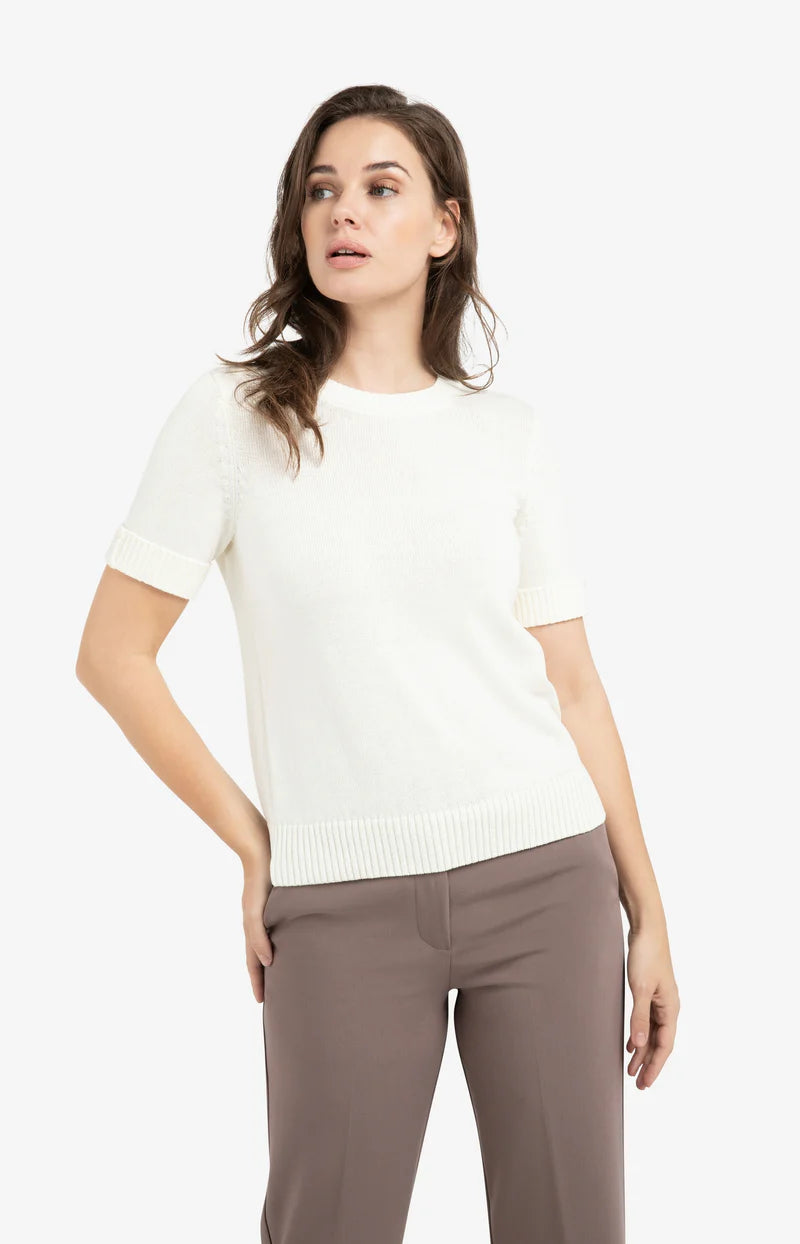 Knitted Sweater with Rolled-Up Cuff