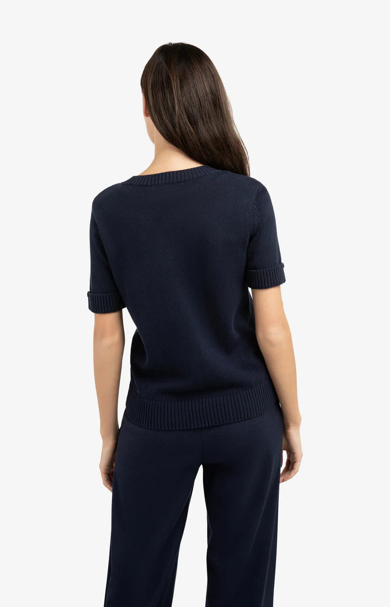 Knitted Sweater with Rolled-Up Cuff