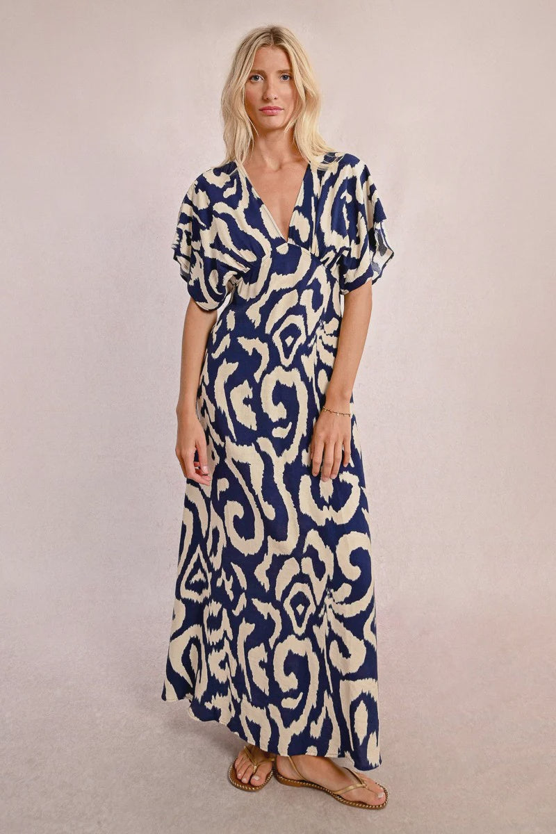Long Swirl Printed Dress