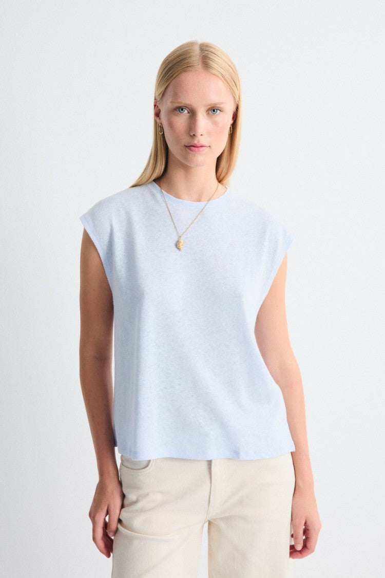 Luzara Cotton/Linen Cap Sleeve Tee