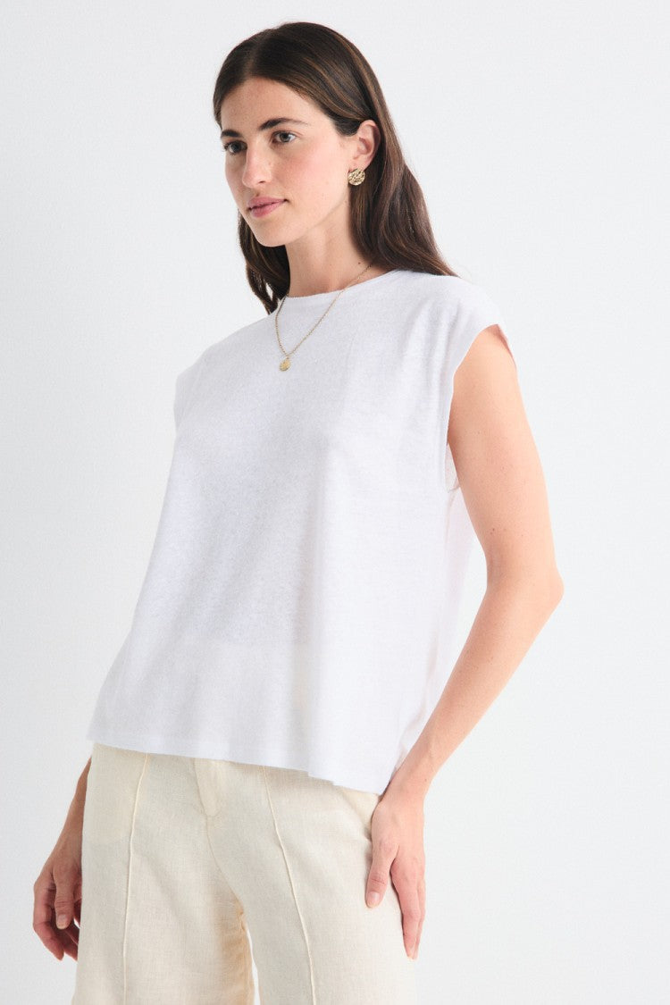 Luzara Cotton/Linen Cap Sleeve Tee