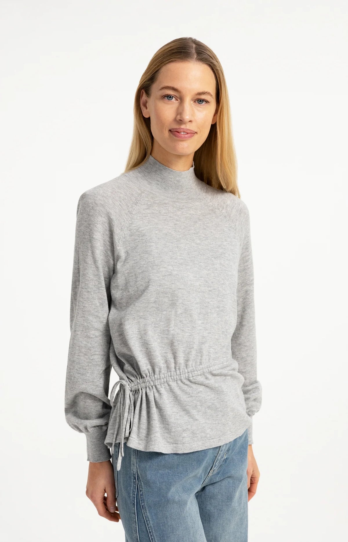 High Neck Sweater with Waist Cord