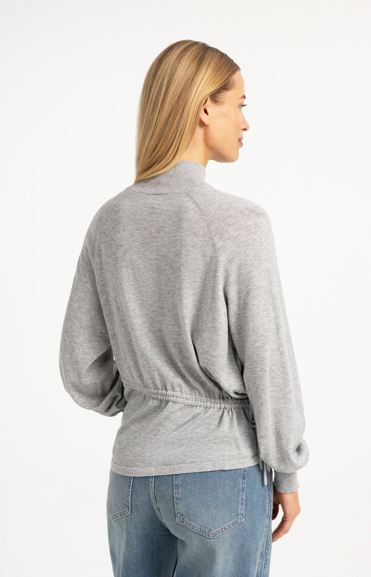 High Neck Sweater with Waist Cord