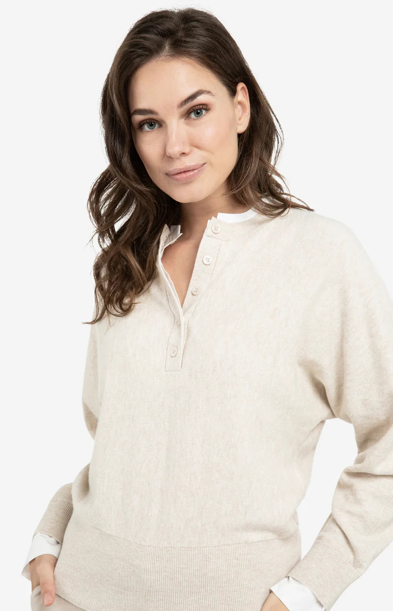 Batwing Sweater with Woven Detail