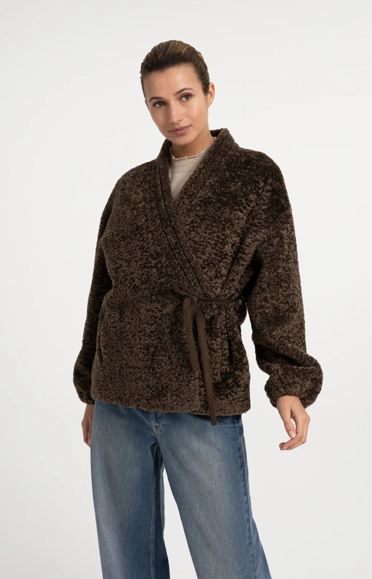 Faux Fur Kimono Wrap Jacket