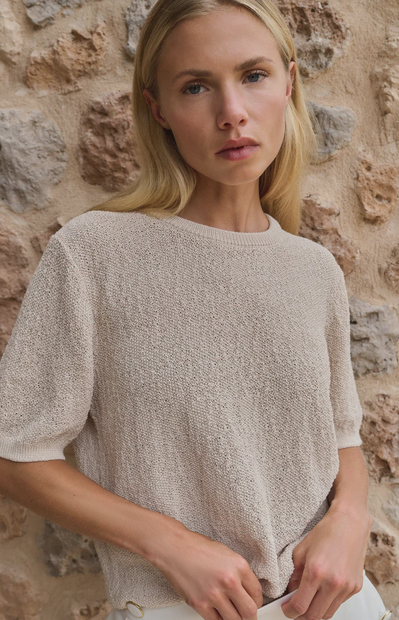 Textured Short Sleeve Sweater