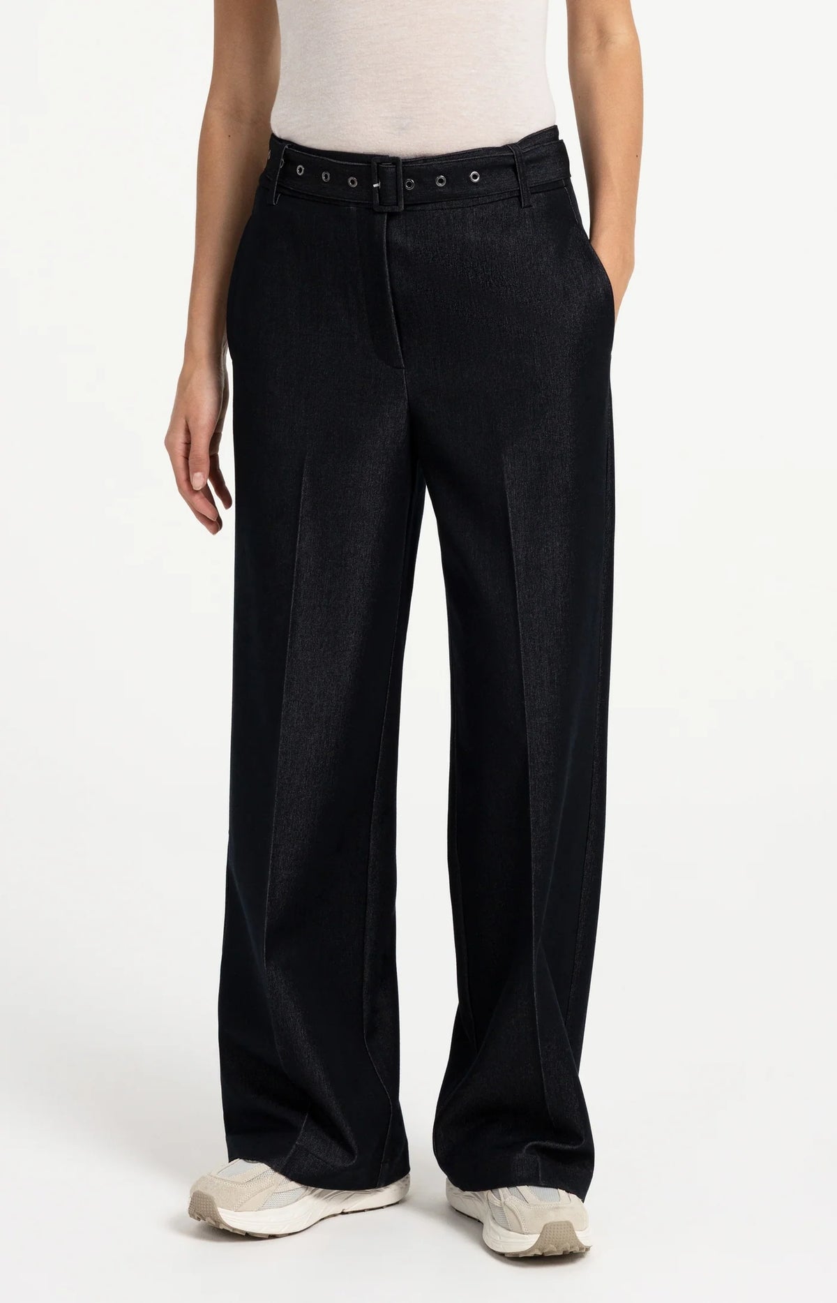 Woven Wide Leg Trousers w Belt