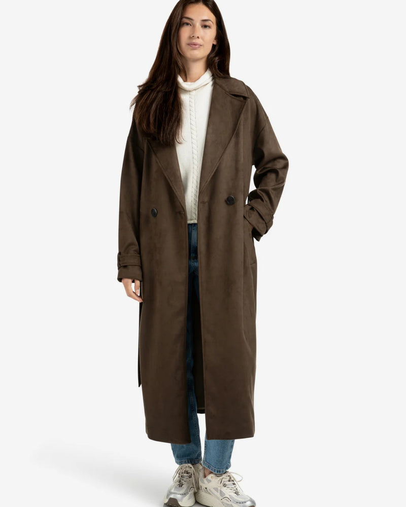 Oversized Long Line Suedine Coat