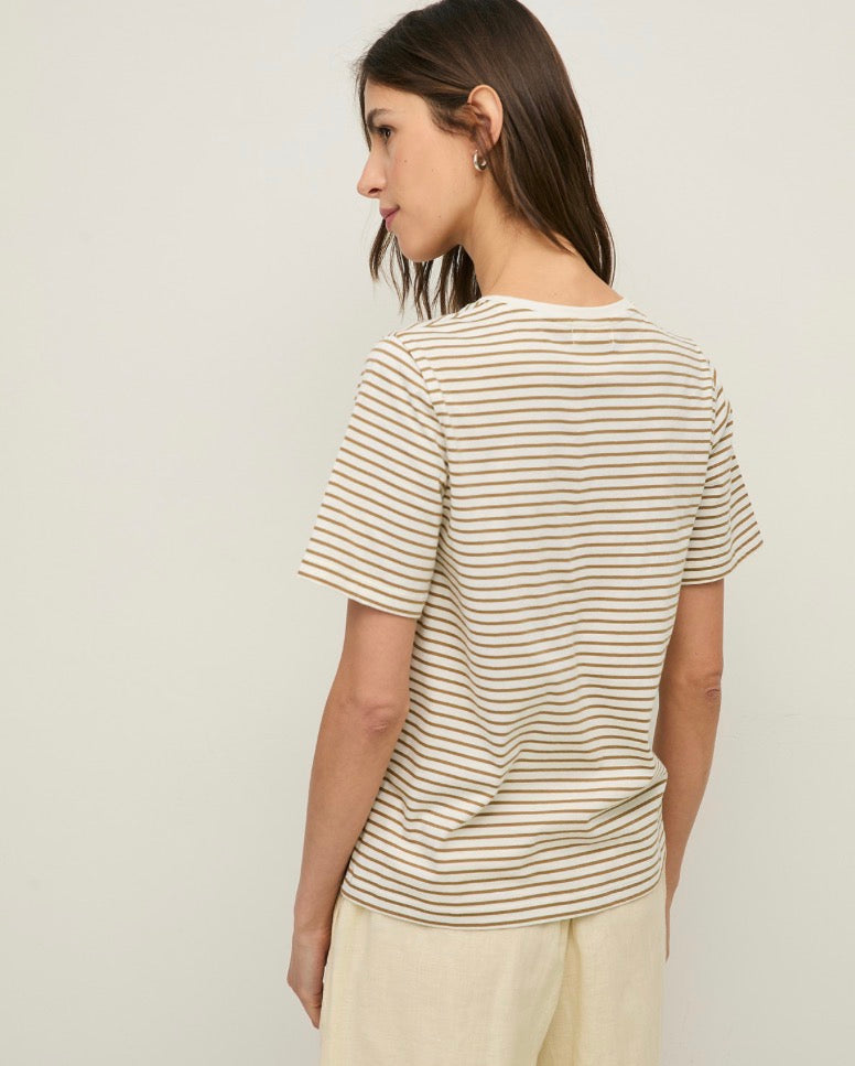 Striped Organic Cotton T-Shirt With Round Neckline