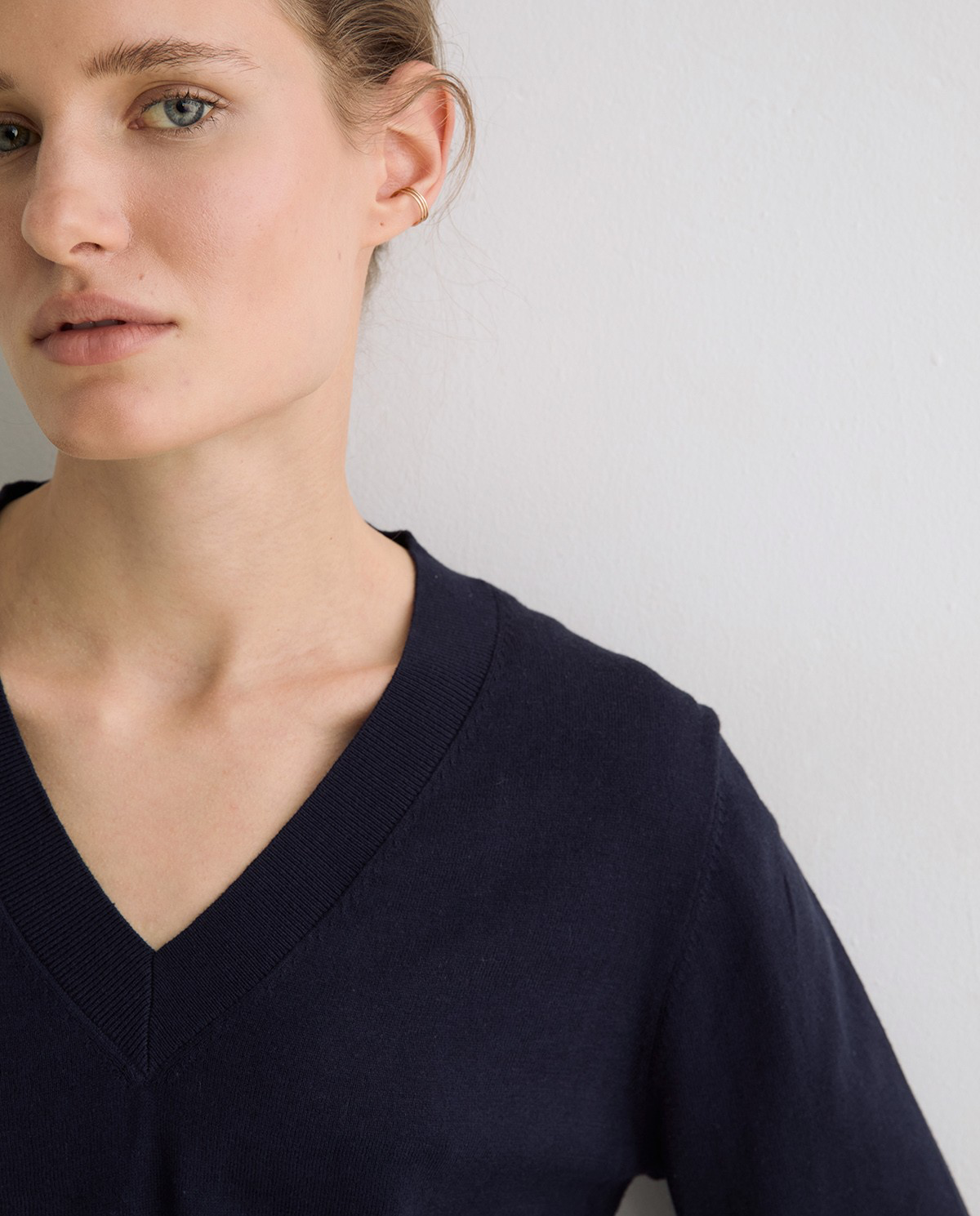 V-Neck Sweater With Embroidered Logo