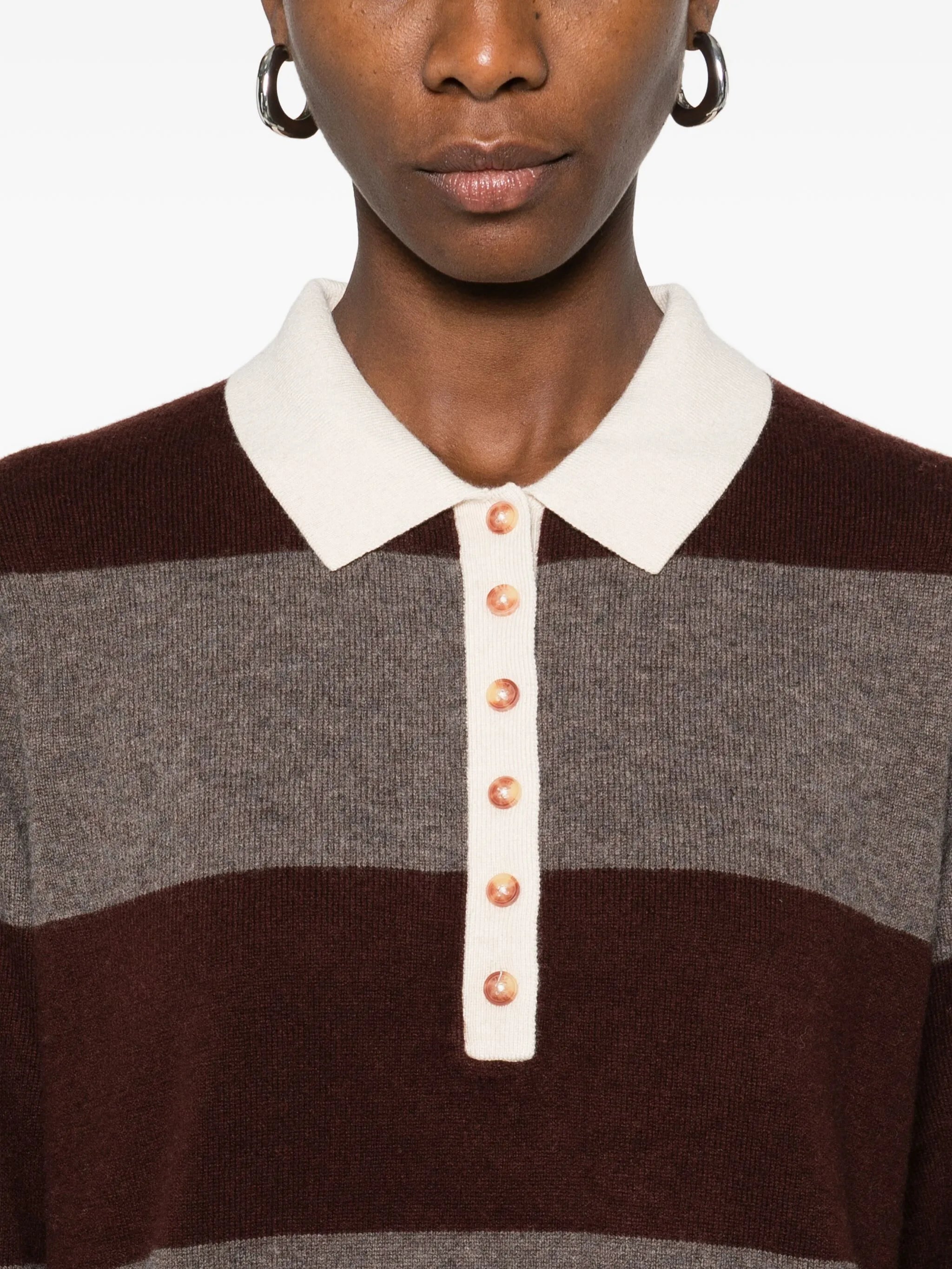 Striped Jumper Polo Neck Pullover