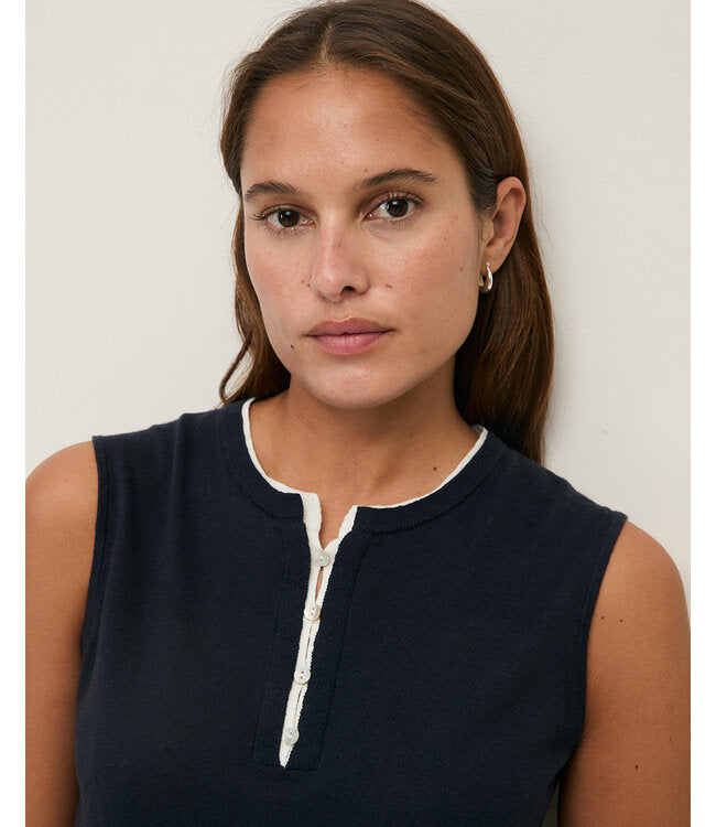 Cotton Linen Henley Top