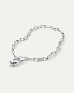 Padlock Heart Necklace Silver
