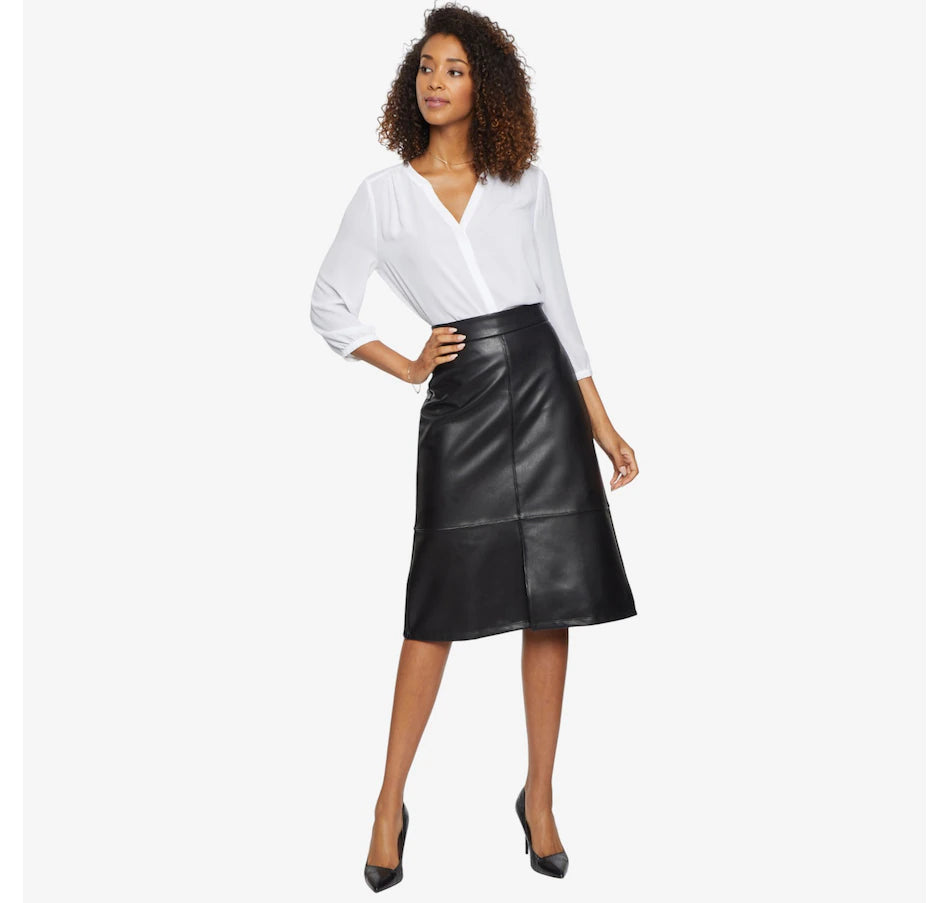 A-Line Faux Leather Skirt