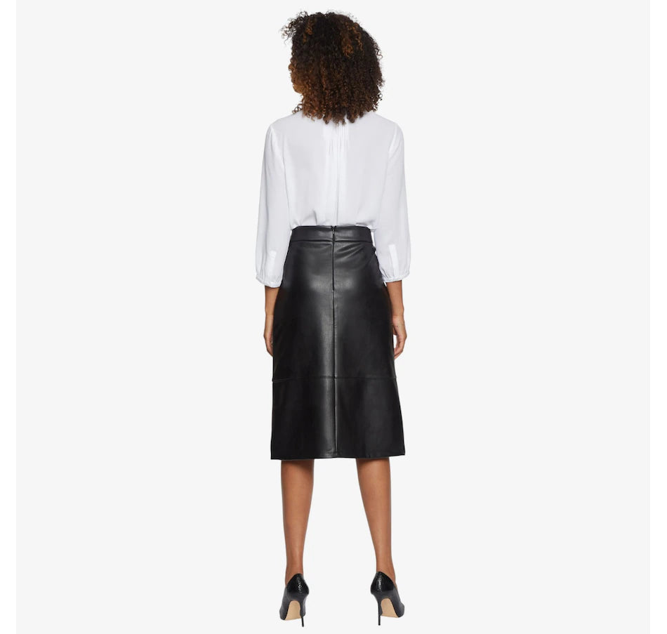 A-Line Faux Leather Skirt