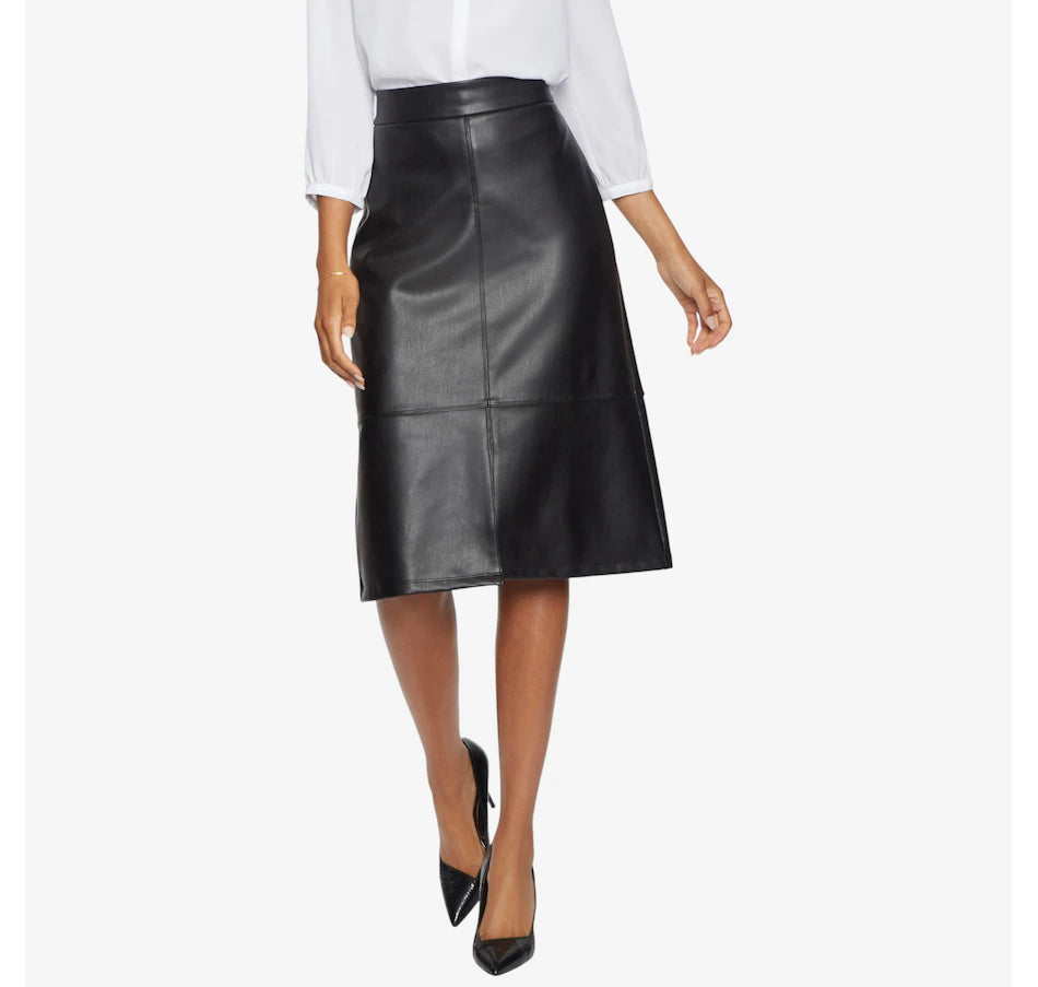 A-Line Faux Leather Skirt