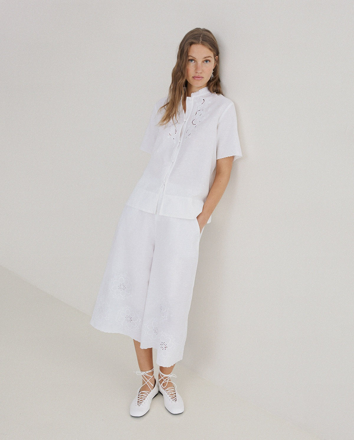 Cotton Linen Blouse with Embroidery