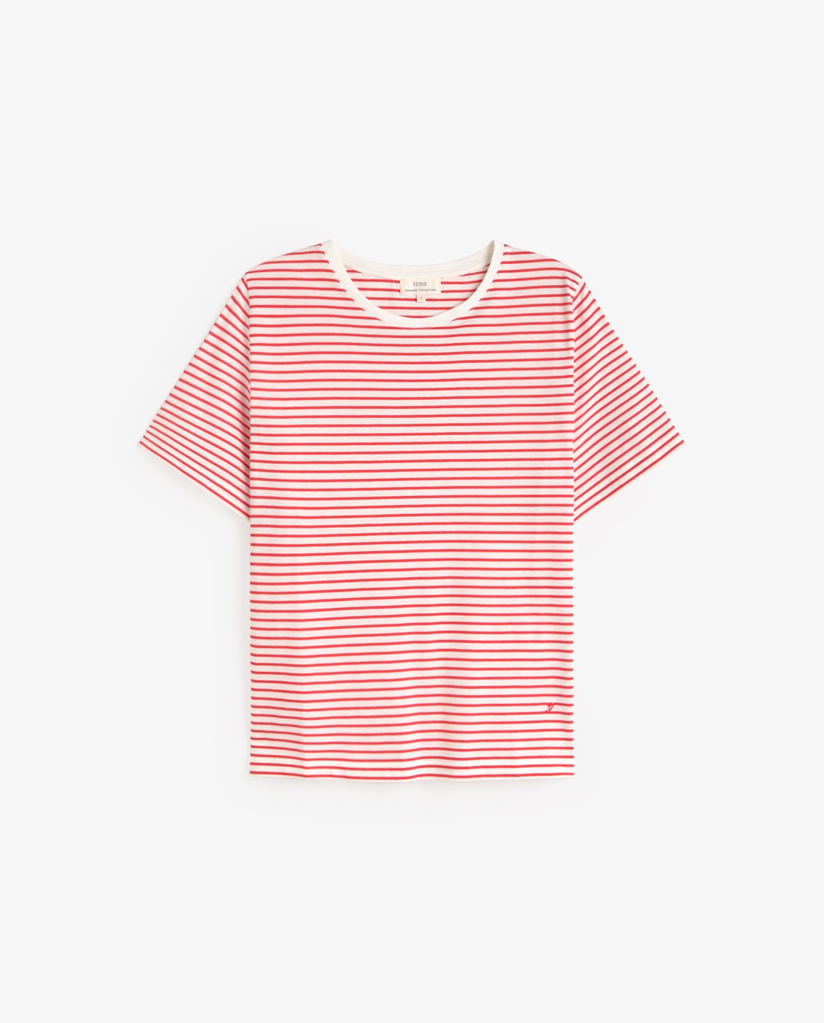 Striped Organic Cotton T-Shirt With Round Neckline