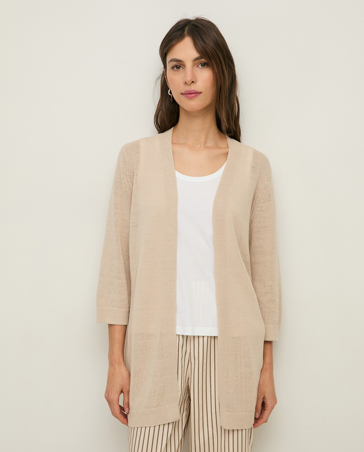 Linen Cardigan with French Sleeves
