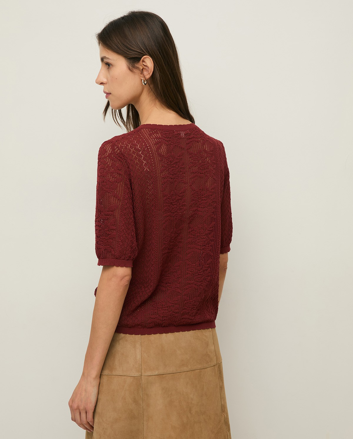Short Sleeve Pointelette Cardigan