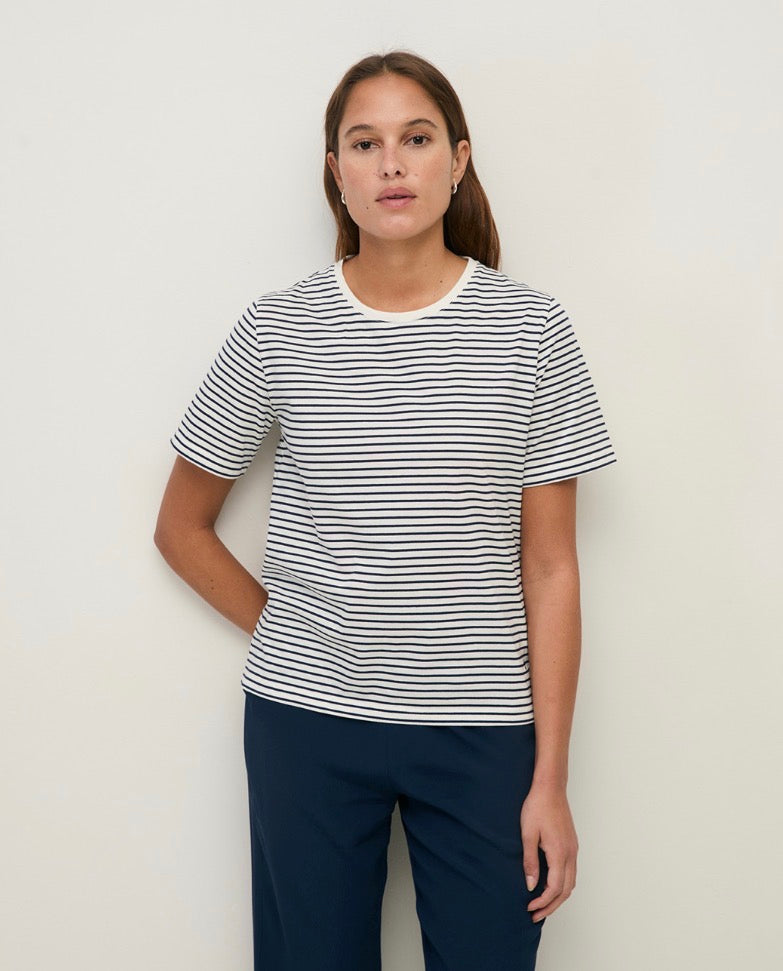 Striped Organic Cotton T-Shirt With Round Neckline