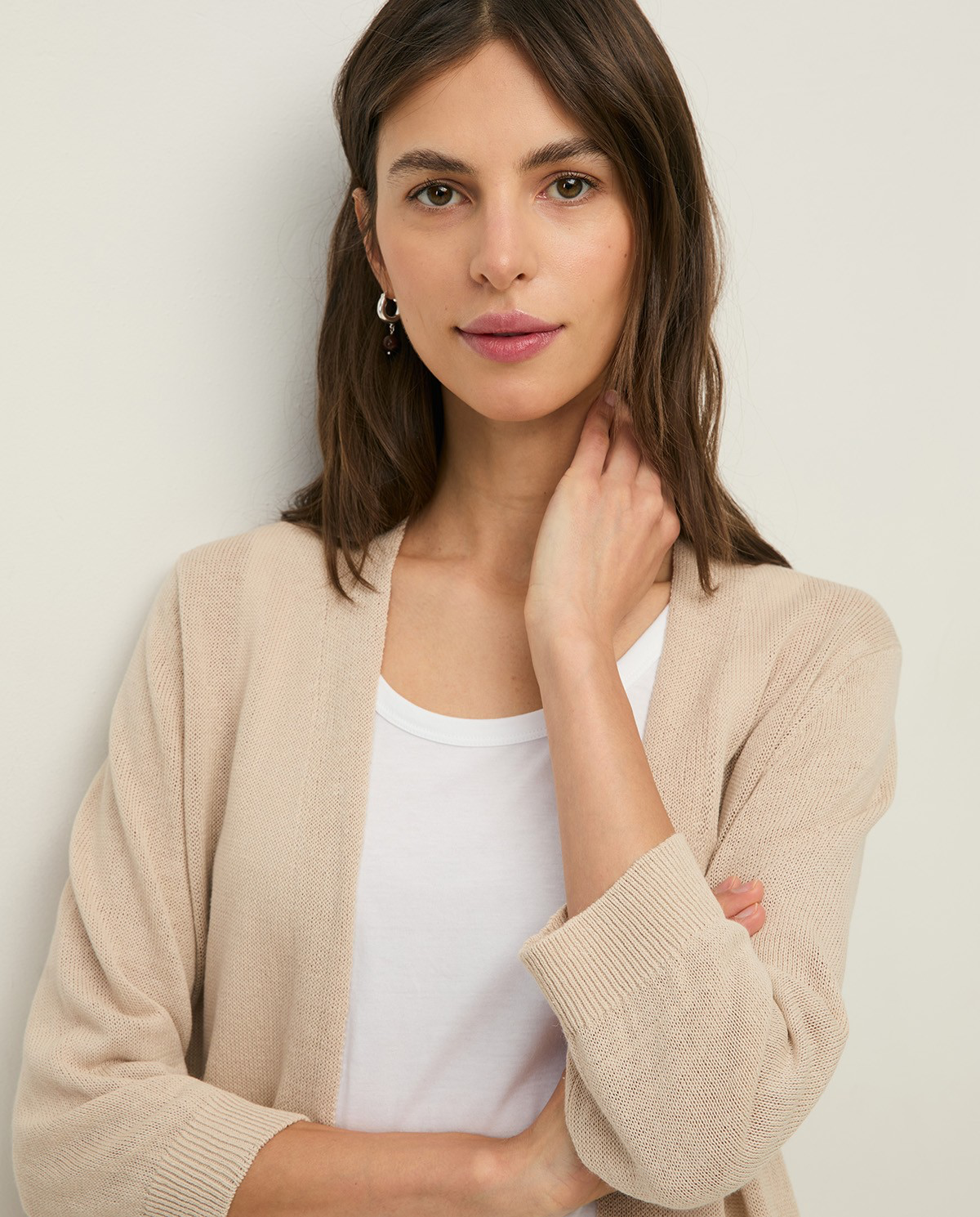Linen Cardigan with French Sleeves