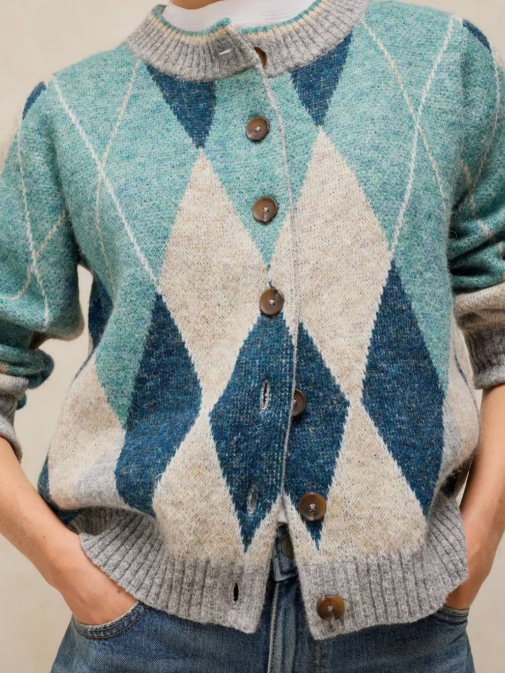 Argyle Check Cardi