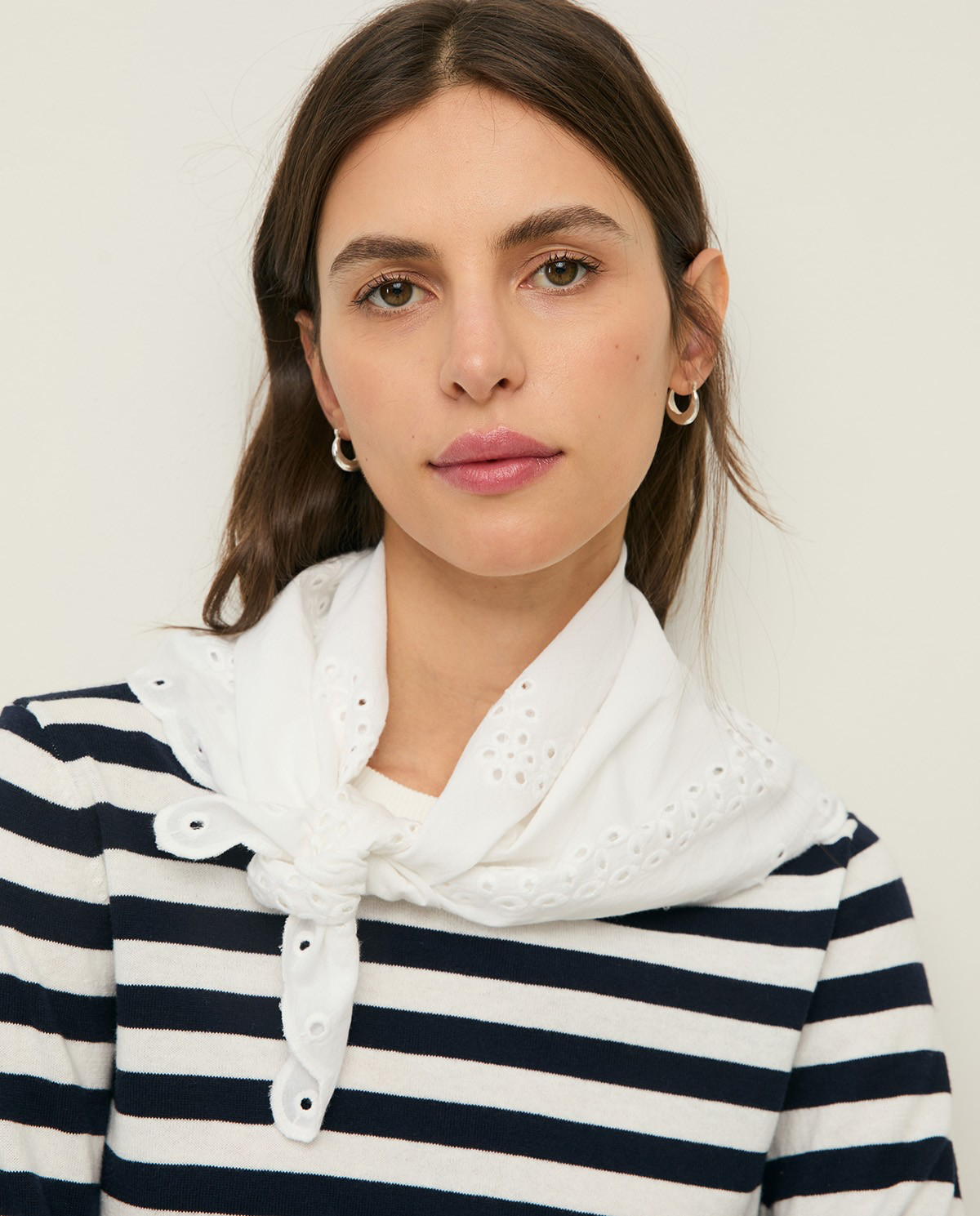 Cotton Sweater with Striped Print