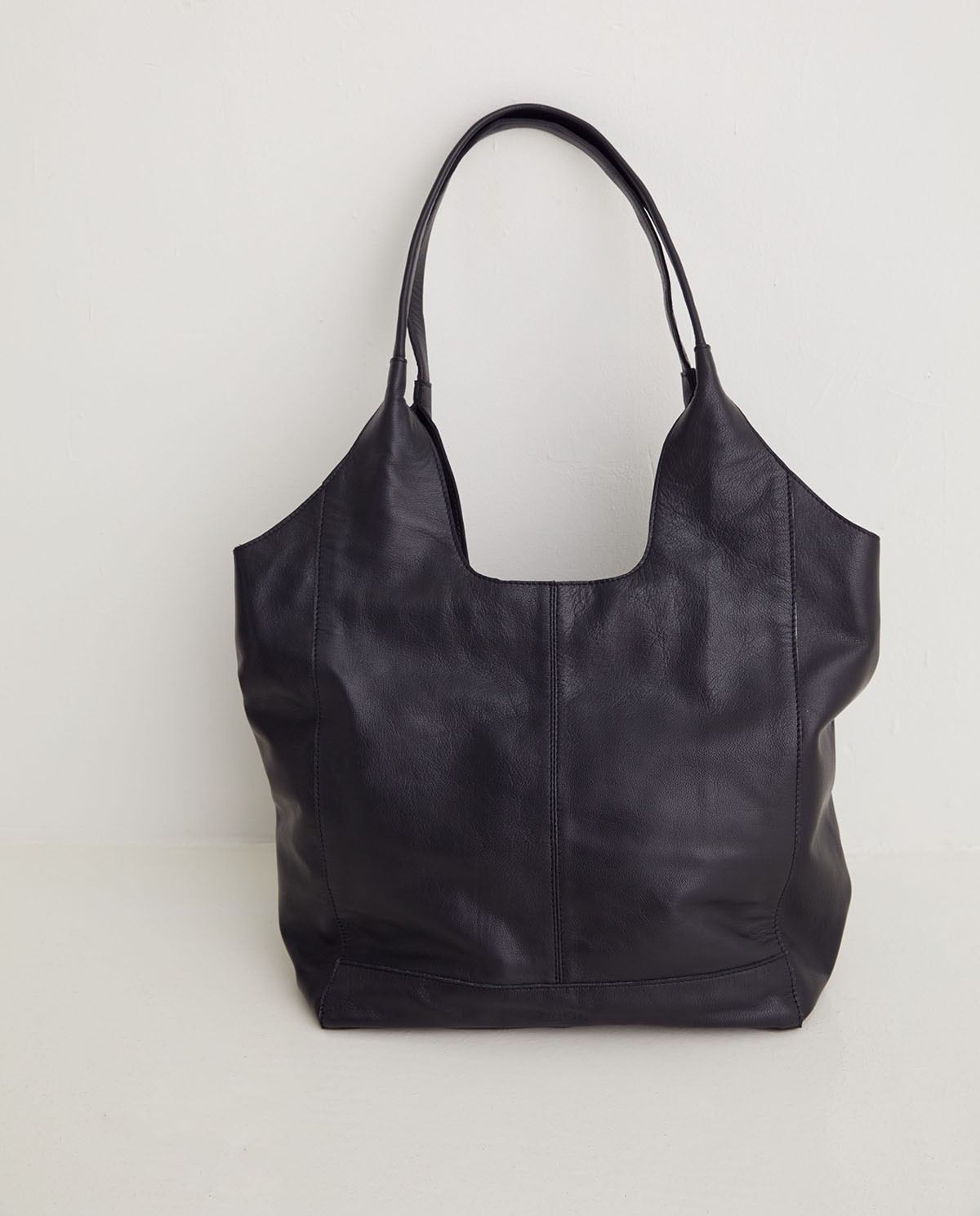 Black Leather Hobo Bag with Zip