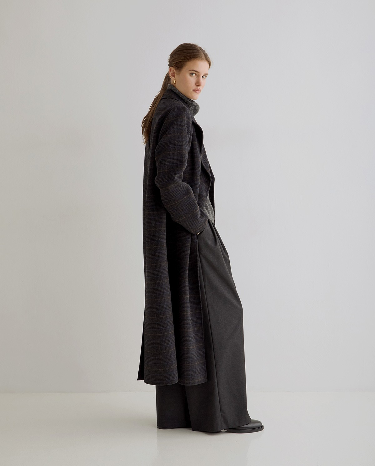 Long Handmade Check Coat