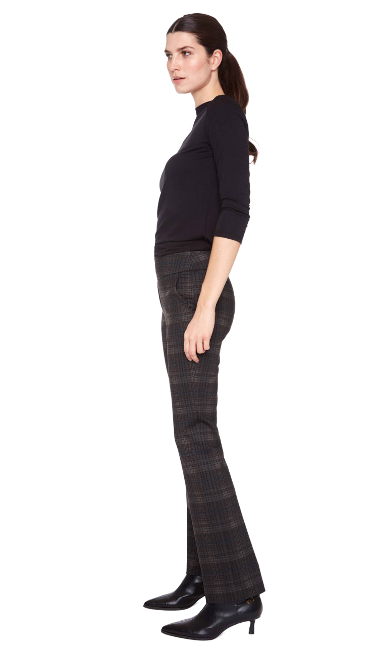 Dark Plaid Heavy Ponte Bootcut Pant