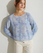 Print Linen-Cotton Sweater