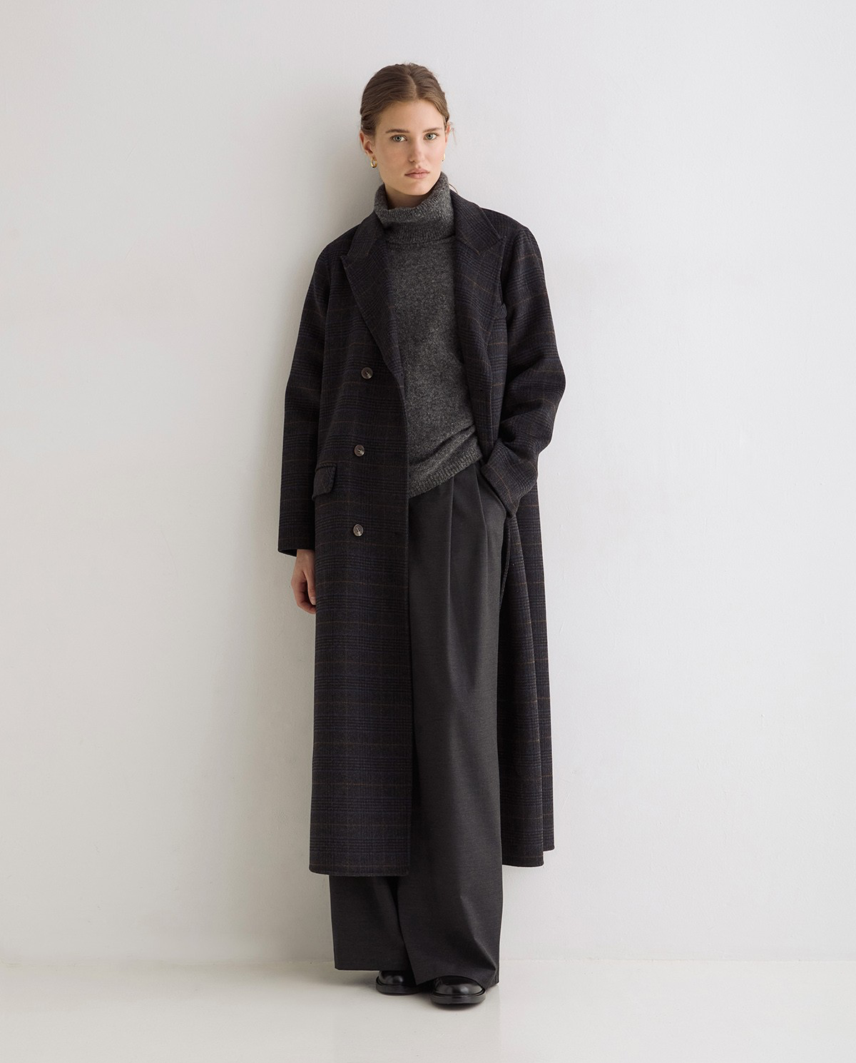 Long Handmade Check Coat