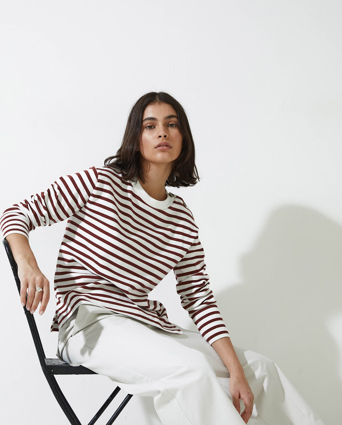 Striped Sweatshirt with Buttons