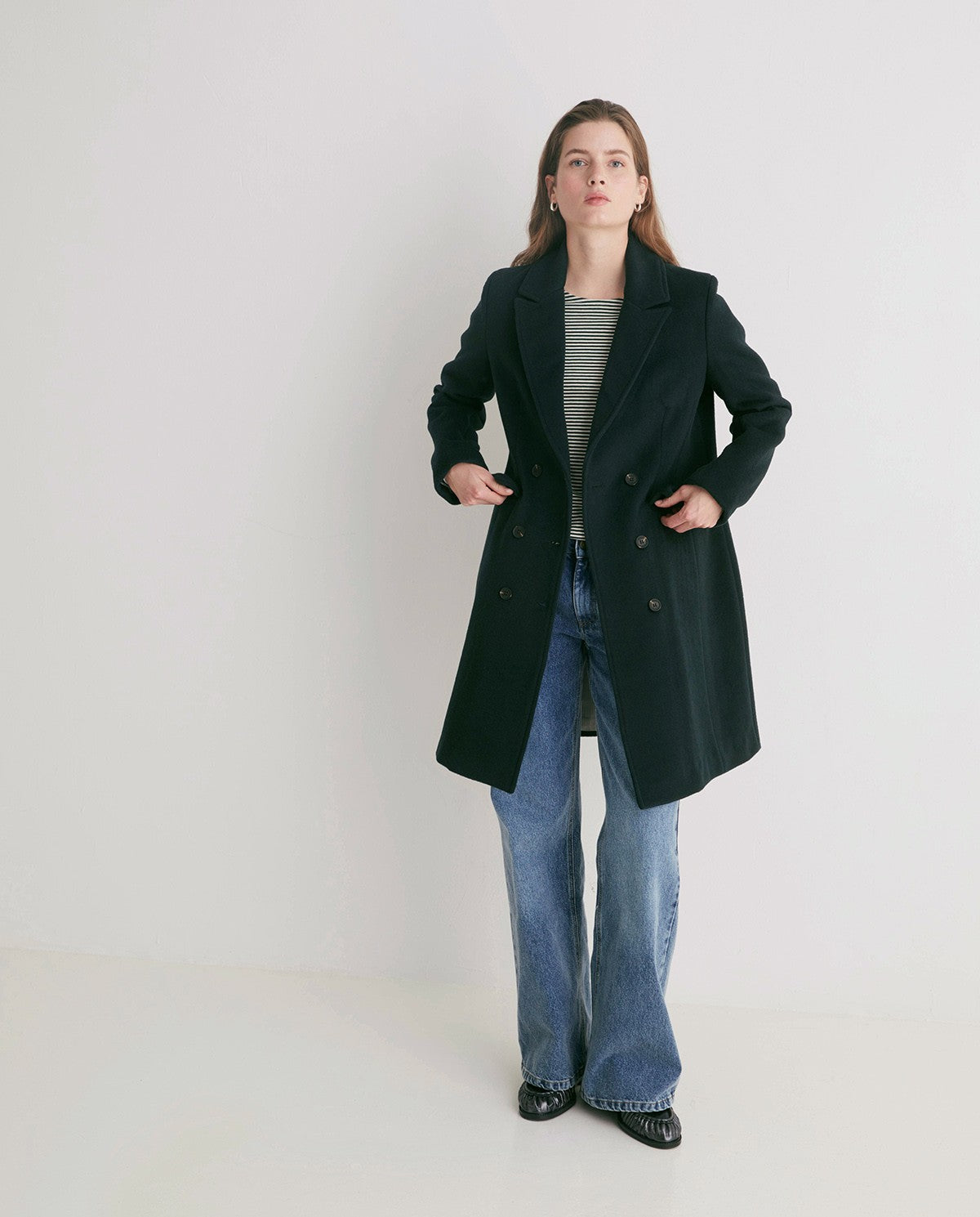 Double Breasted Wool Blend Top Coat