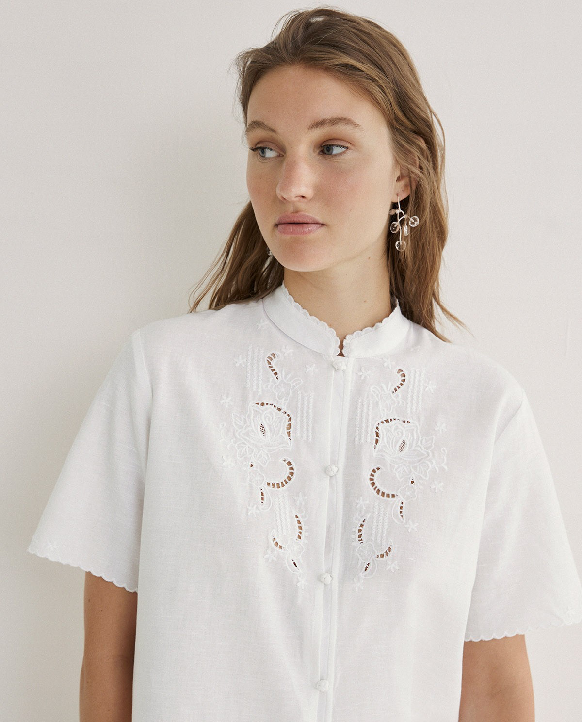Cotton Linen Blouse with Embroidery