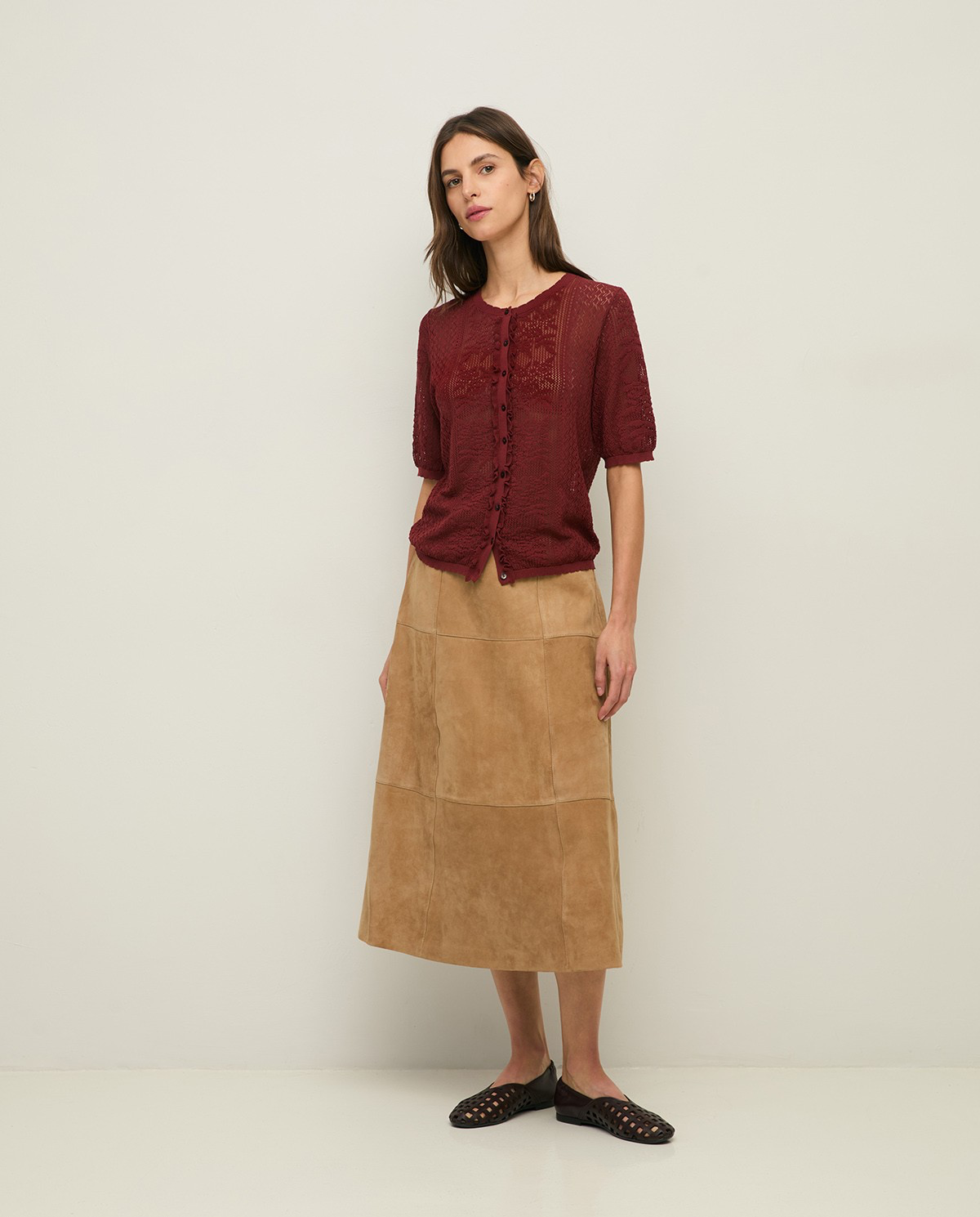 Short Sleeve Pointelette Cardigan