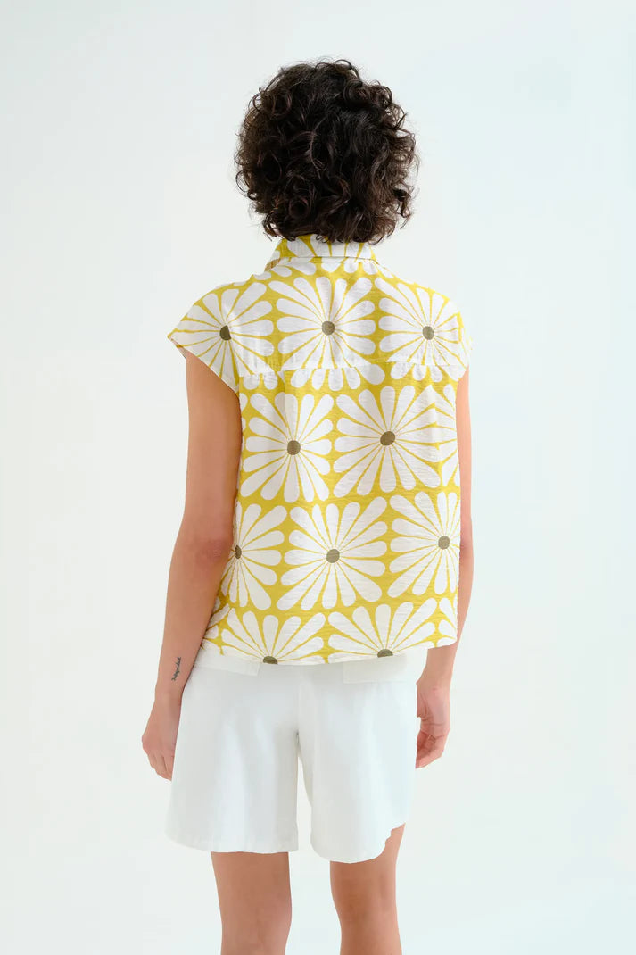 Olive Flower Print Shirt