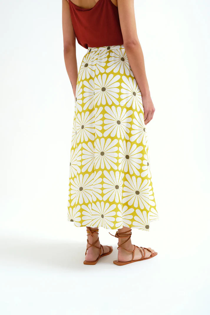 Olive Flower Print Skirt