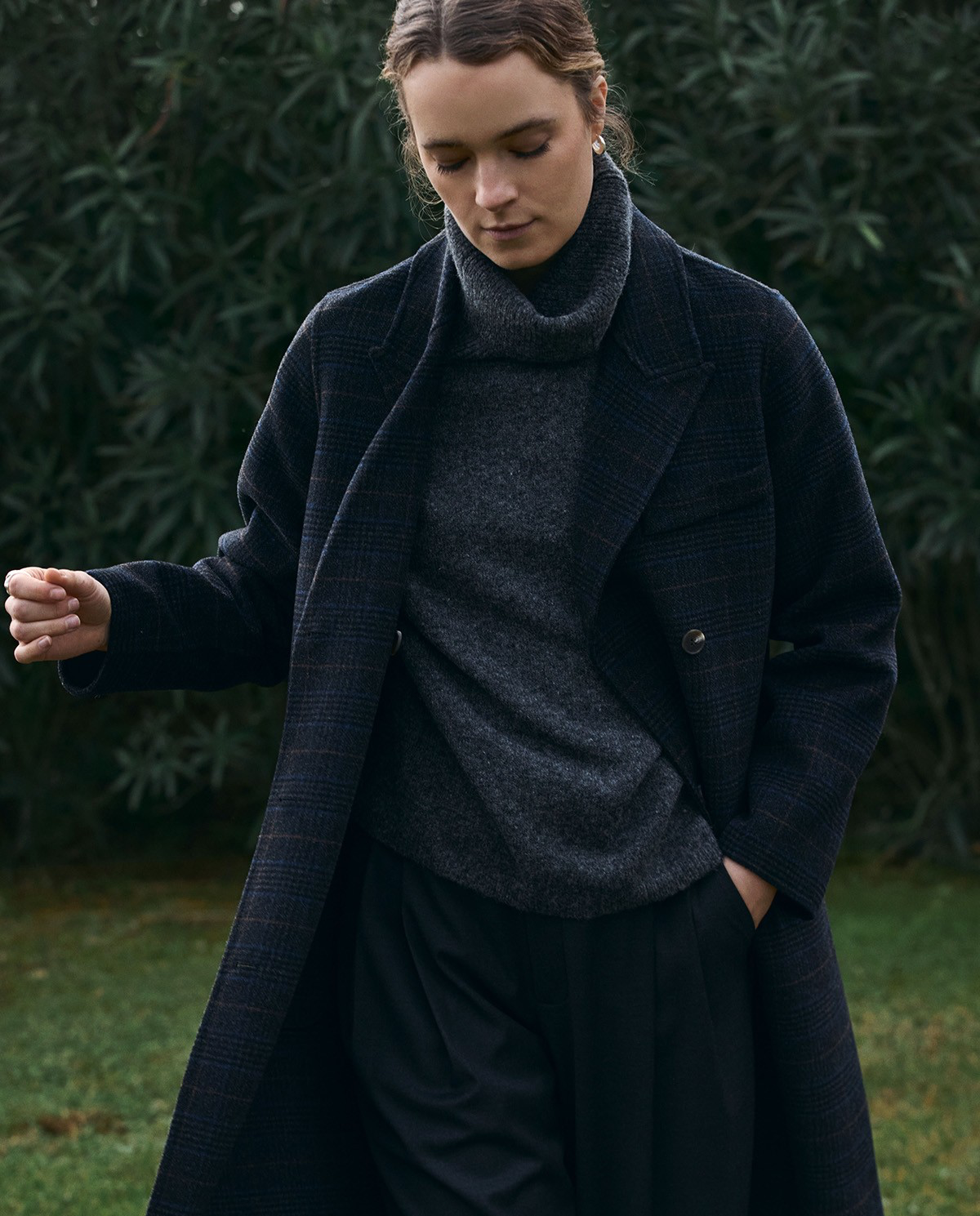 Long Handmade Check Coat