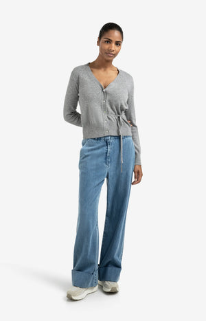 Grey Knit Cardigan with Staps