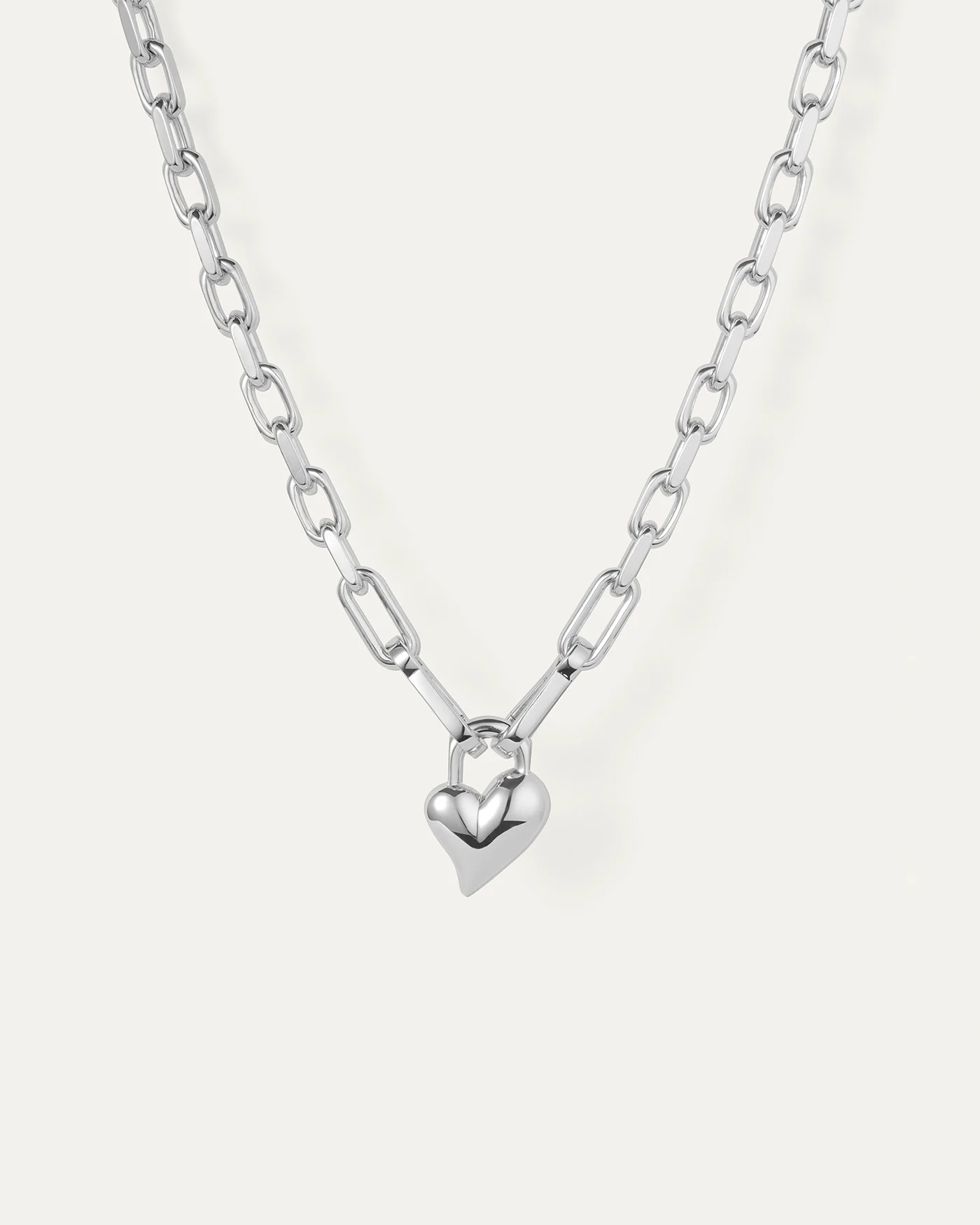 Padlock Heart Necklace Silver