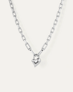 Padlock Heart Necklace Silver