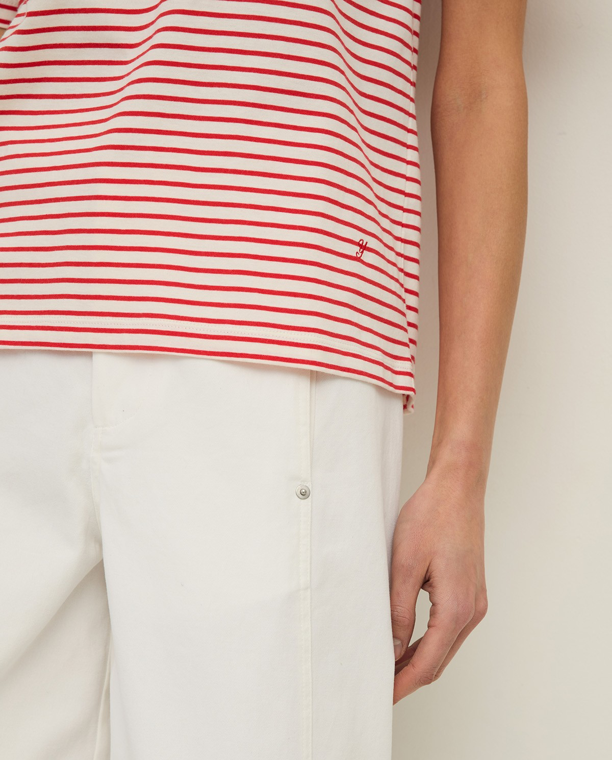 Striped Organic Cotton T-Shirt With Round Neckline