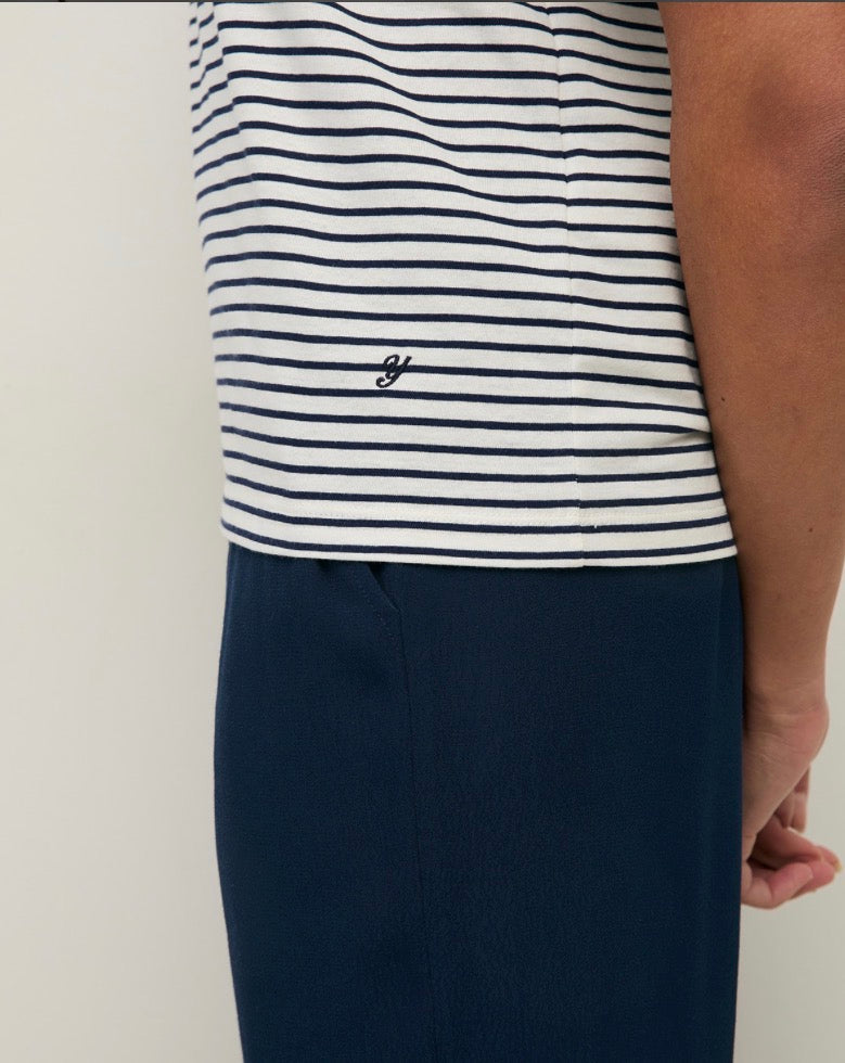 Striped Organic Cotton T-Shirt With Round Neckline