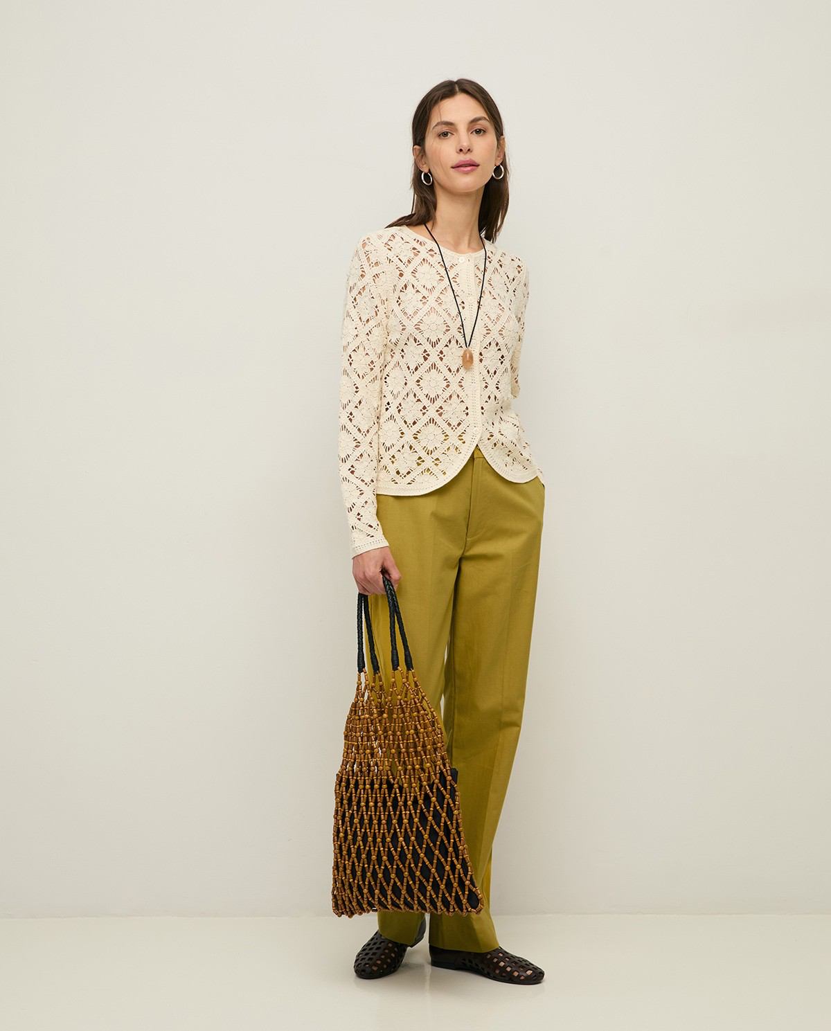 Crochet Cardigan with Rounded Hemline