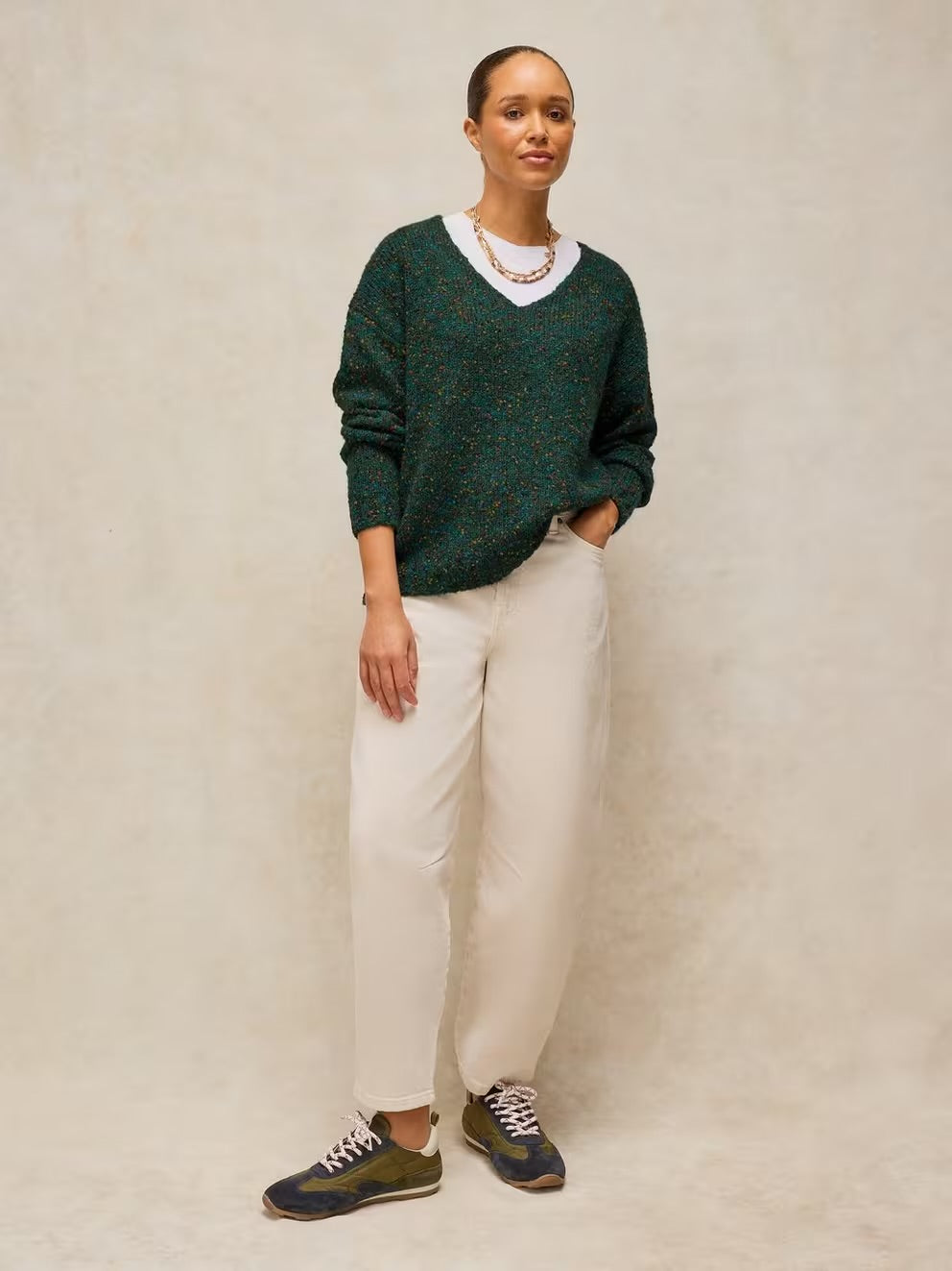 Textured V-Neck Jumper