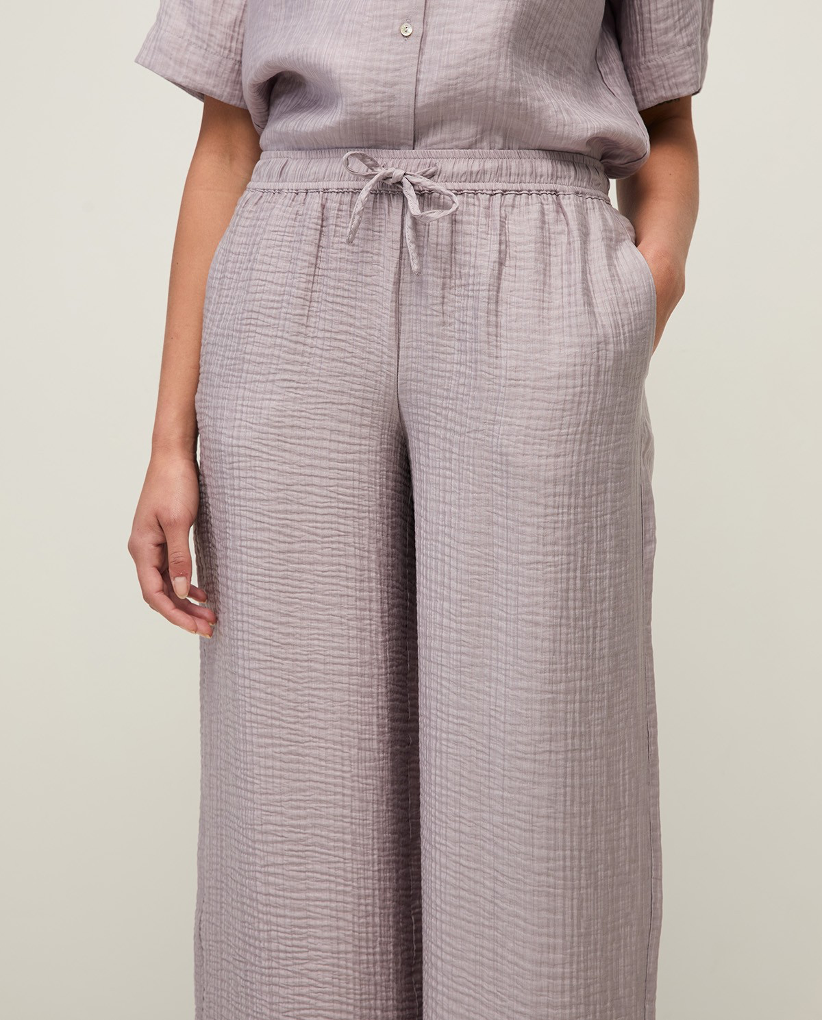 Flowy Wrinkle Effect Wide Leg Trouser