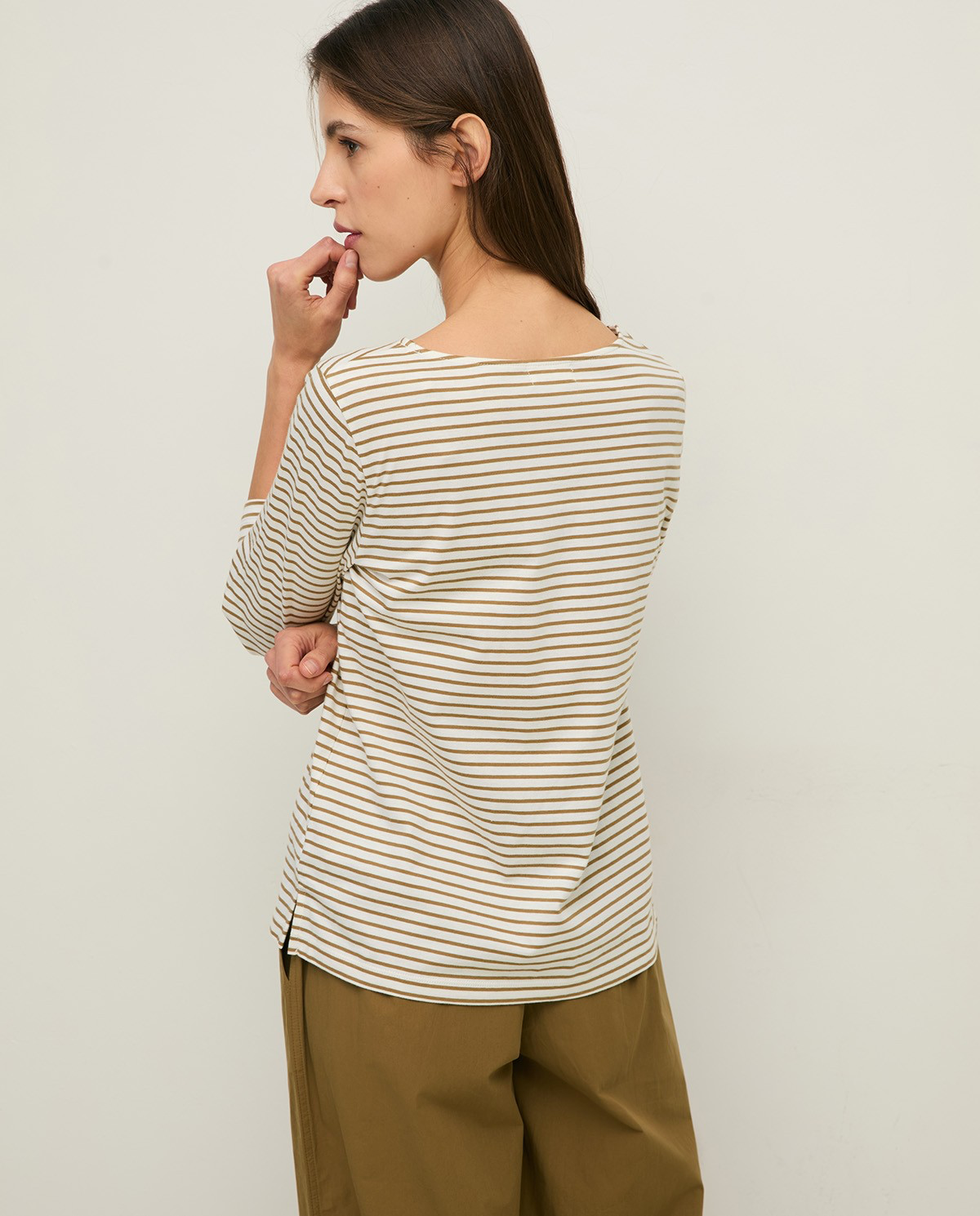 Striped Organic Cotton Bateau Neck T-Shirt