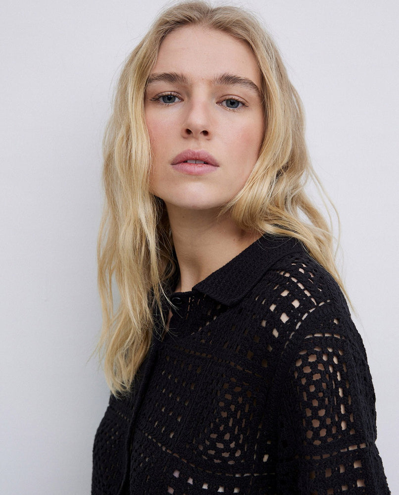 Black Crochet Cardigan